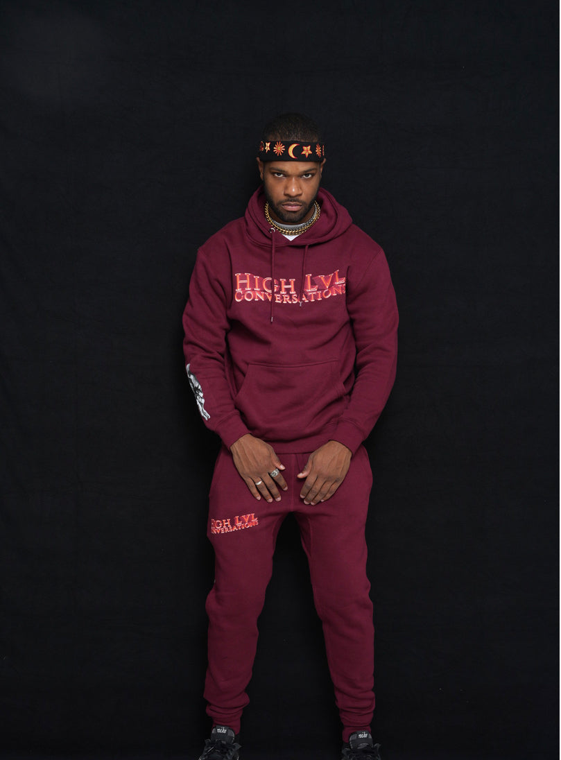 High level Conversation Joggers(Burgandy)