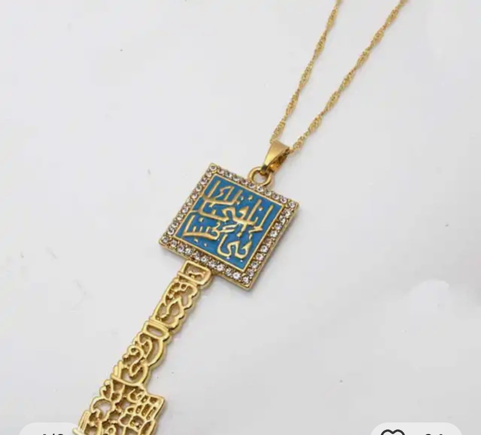 Calligraphy Keys Necklace “Teal”