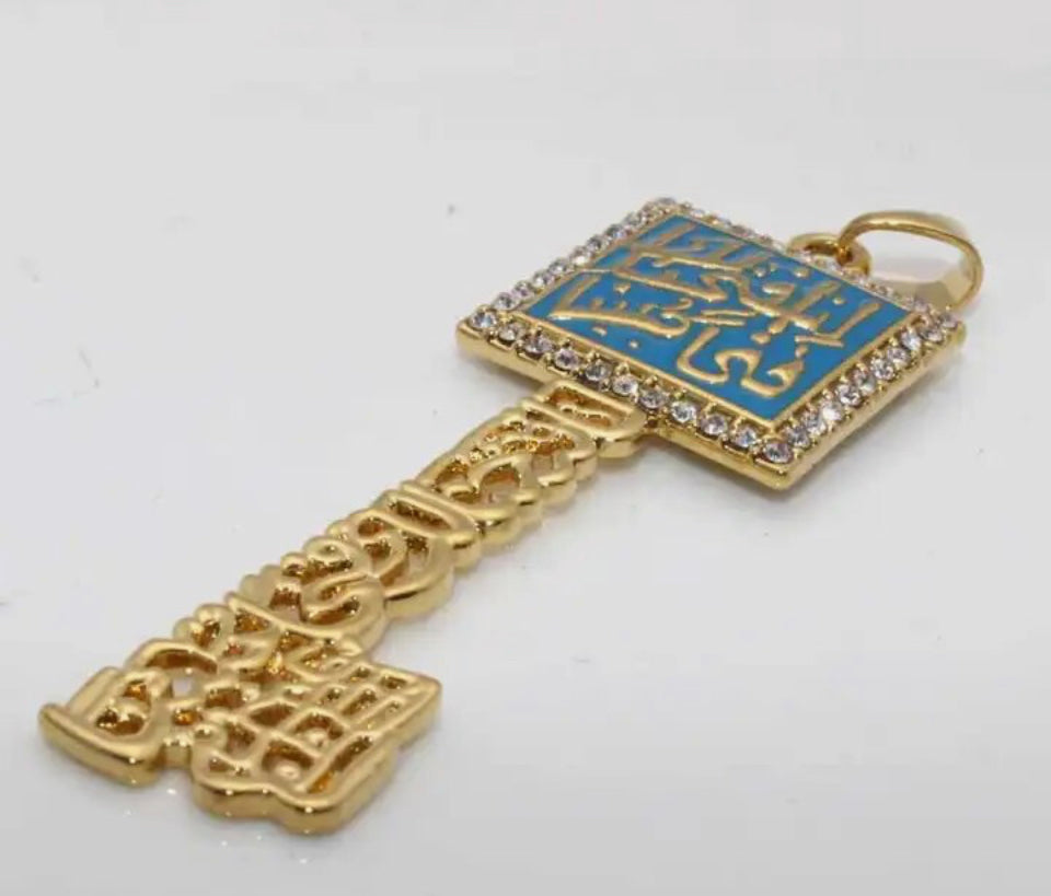Calligraphy Keys Necklace “Teal”