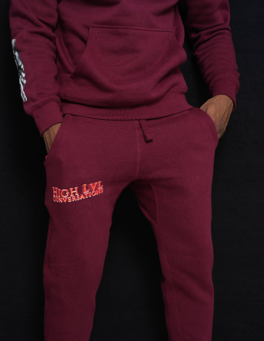 High level Conversation Joggers(Burgandy)
